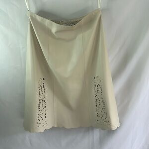 Vintage Lillie Rubin leather skirt cream size 6 old money quiet luxury